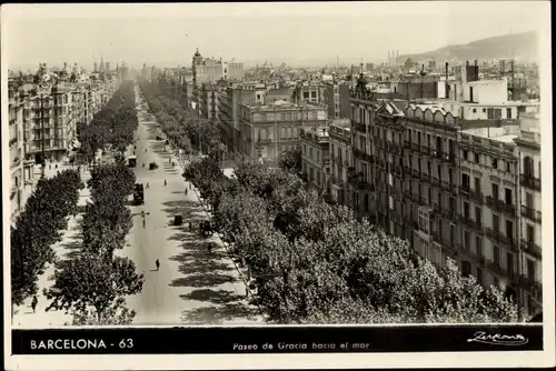 Ak Barcelona Katalonien Spanien, Paseo de Gracia