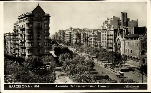 Ak Barcelona Katalonien, Avenida del Generalissimo Franco