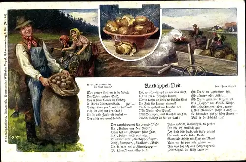 Lied Künstler Ak Schneider, Rud., Aardäppel Lied, Kartoffelernte, Verlag Wilhelm Vogel