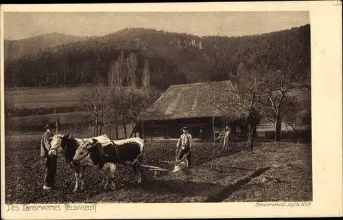 Ak Des Landmannes Feldarbeit, Bauern, Pflug, Landwirtschaft