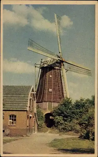 Ak Niederländische Windmühle, Wohnhaus, Straße