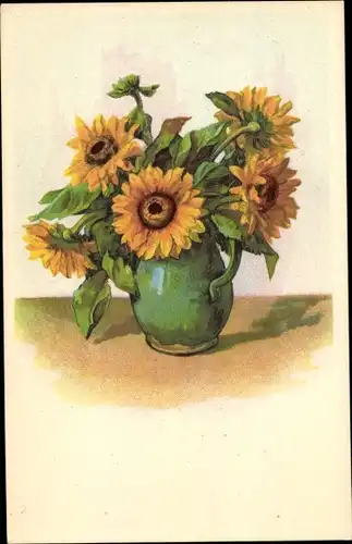Ak Sonnenblumen in der Blumenvase, Blumenstrauß