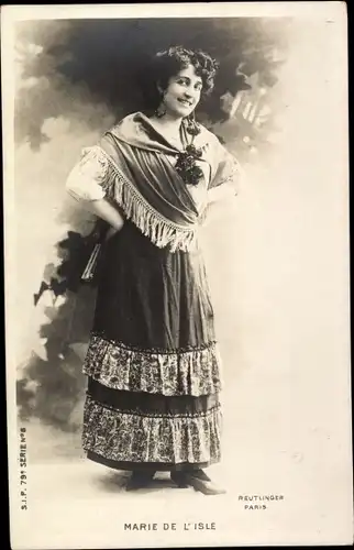 Ak Schauspielerin Marie de Isle, Portrait, Reutlinger