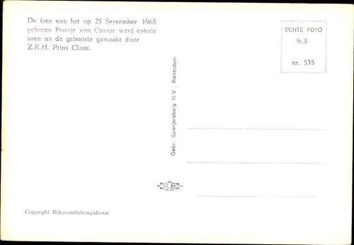 Ak Prinz Friso, Adel Niederlande 1968