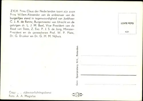Ak Prinz Claus von Amsberg, Prinz Willem Alexander, Adel Niederlande