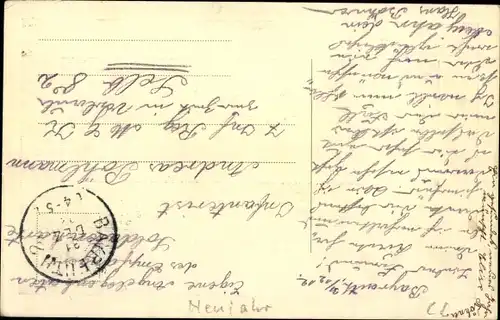 Präge Ak Glückwunsch Neujahr, Kind, Schlitten, Tannenzweig