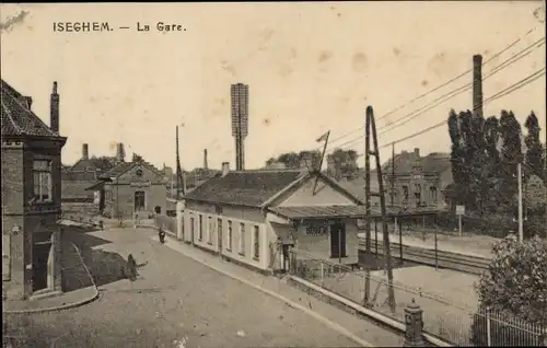 Ak Izegem Iseghem Westflandern, Der Bahnhof