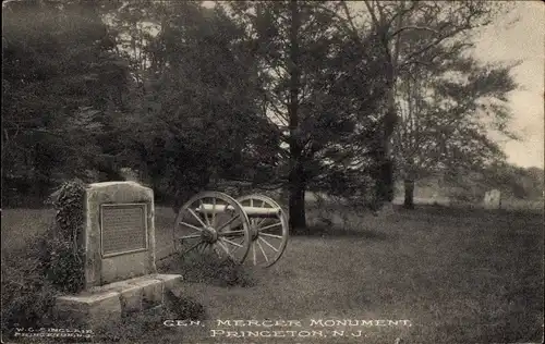Ak Princeton NJ USA, General Mercer Monument