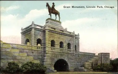 Ak Chicago Illinois USA, Lincoln Park, Grant Monument