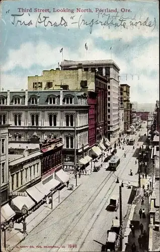 Ak Portland Oregon USA, Third Street, Blick nach Norden