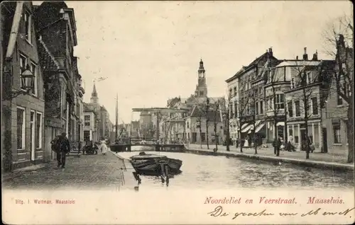 Ak Maassluis Südholland, Noordvliet en Veerstraat