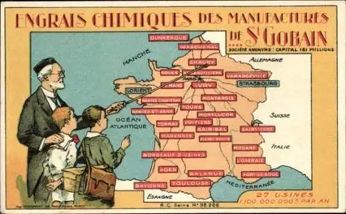 Landkarten Ak Saint Gobain Aisne, Chemische Düngemittel von Saint Gobain Manufactures