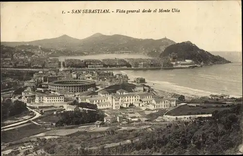 Ak Donostia San Sebastian Baskenland, Gesamtansicht vom Monte Ulia