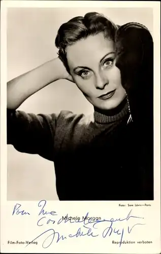 Ak Schauspielerin Michele Morgan, Portrait, Autogramm