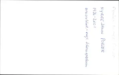 Ak Schauspielerin Nyree Dawn Porter, Portrait, Autogramm