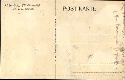 Künstler Ak R. Dellian, Ortenburg Niederbayern, Straße, Kirche