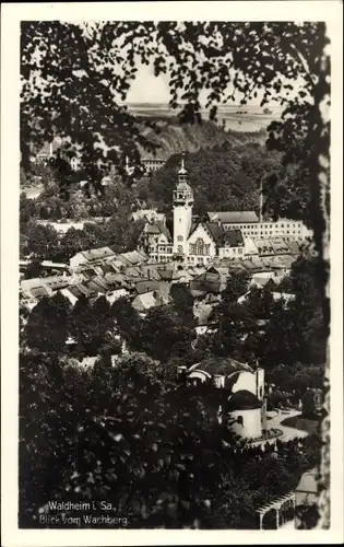 Ak Waldheim in Sachsen, Blick vom Wachberg auf den Ort, Kirche