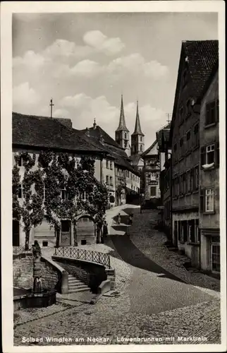 Ak Bad Wimpfen am Neckar, Löwenbrunnen mit Marktrain