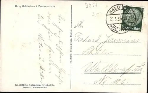 Ak Kriebstein in Sachsen, Burg Kriebstein