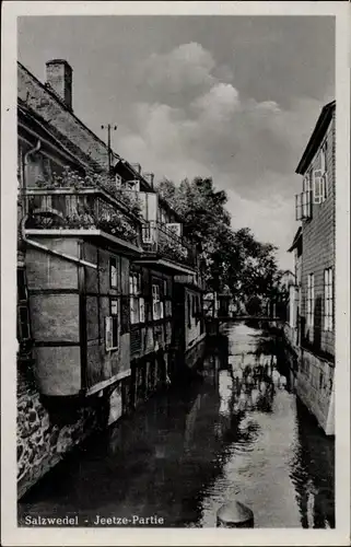 Ak Salzwedel in der Altmark, Jeetze, Häuser am Wasser