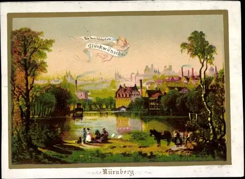 Künstler Ak Nürnberg in Mittelfranken, Teilansicht um 1880