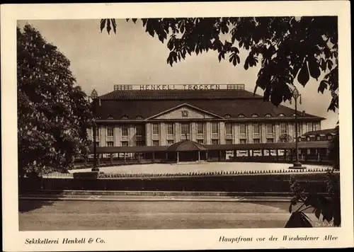 Ak Biebrich am Rhein Wiesbaden, Sektkellerei Henkell und Co, Hauptfront vor der Wiesbadener Allee