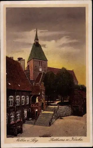 Ak Mölln im Herzogtum Lauenburg, Rathaus, Kirche