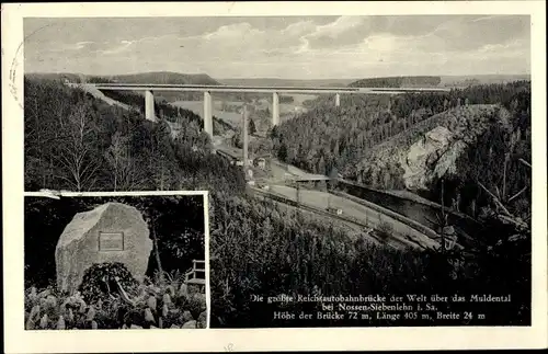 Ak Siebenlehn Großschirma in Sachsen, Reichsautobahnbrücke Muldental, Amalie Dietrich Höhe