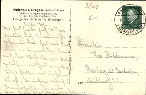 Ak Holzhau Rechenberg Bienenmühle Erzgebirge, Torfhaus, Skihütte "Glück Auf"