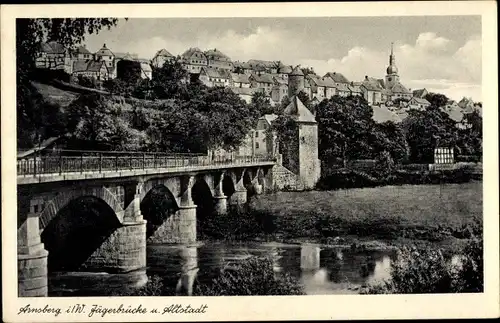 Ak Arnsberg im Sauerland Westfalen, Jägerbrücke, Altstadt