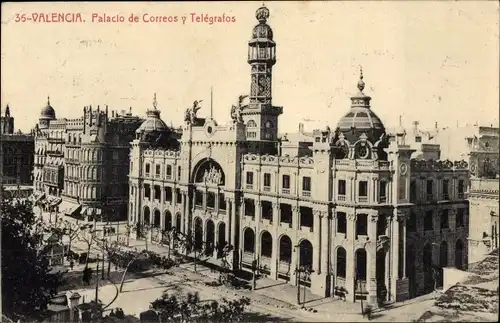 Ak Valencia Stadt Spanien, Palacio de Correos y Telegrafos