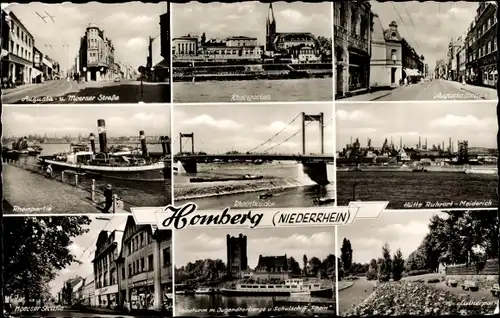 Ak Homberg Ruhrort Duisburg im Ruhrgebiet, Rheinpartie, Rheingarten, Hebeturm, Augusta-Straße