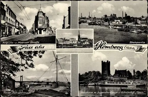 Ak Homberg Ruhrort Duisburg im Ruhrgebiet, Rheinpartie, Schiffermast, Hebeturm
