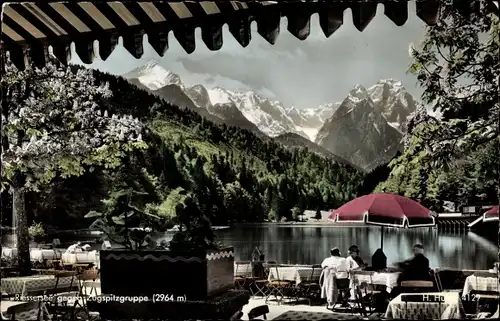 Ak Garmisch Partenkirchen in Oberbayern, Rießersee, Zugspitze