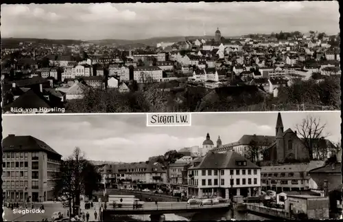 Ak Siegen in Westfalen, Totalansicht, Siegbrücke