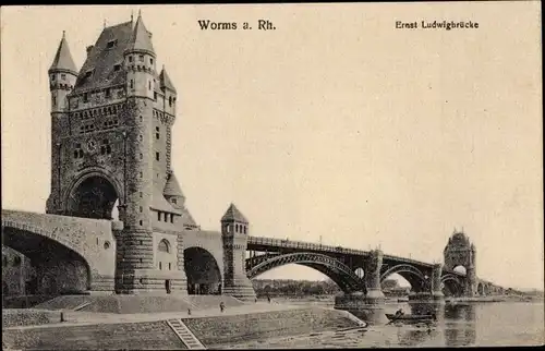 Ak Worms am Rhein, Ernst-Ludwigbrücke