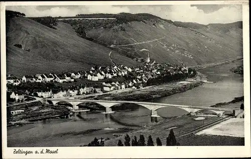 Ak Zeltingen an der Mosel, Panorama, Hotel und Weinhaus Stroh