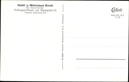 Ak Zeltingen an der Mosel, Panorama, Hotel und Weinhaus Stroh