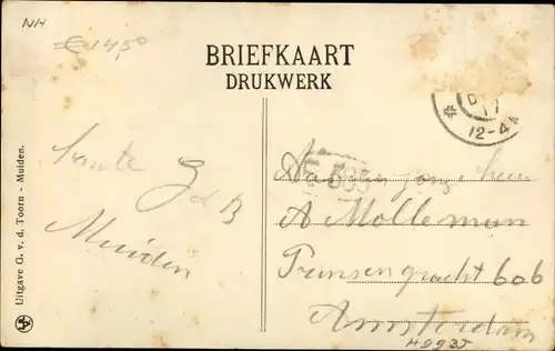 Ak Muiden Nordholland Niederlande, Rathaus und RC-Kirche