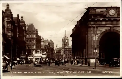 Ak Newcastle upon Tyne Northumberland England, Neville Street, Hauptbahnhof