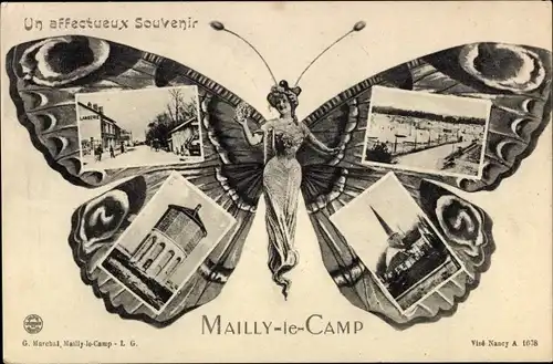 Schmetterling Ak Mailly le Camp Aube, Stadtansichten