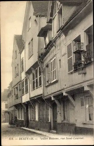 Ak Beauvais Oise, Alte Häuser, Rue Saint-Laurent