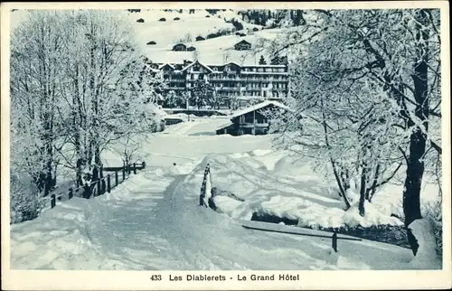 Ak Les Diablerets Kanton Waadt, Grand Hotel, Winter