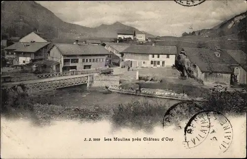 Ak Château d'Œx Oex Kanton Waadt, Les Moulins