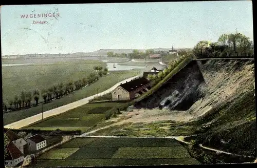 Ak Wageningen Gelderland, Zandgat, Deich