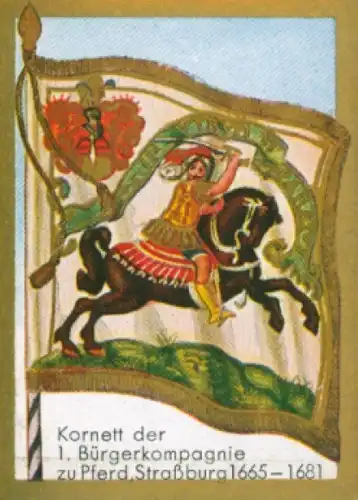 Sammelbild Historische Fahnen Bild 133, Kornett der 1. Bürgerkompagnie zu Pferd Straßburg 1665
