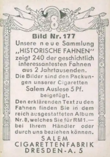 Sammelbild Historische Fahnen Bild 177, Fahne Napoleons während seiner Verbannung auf Elba