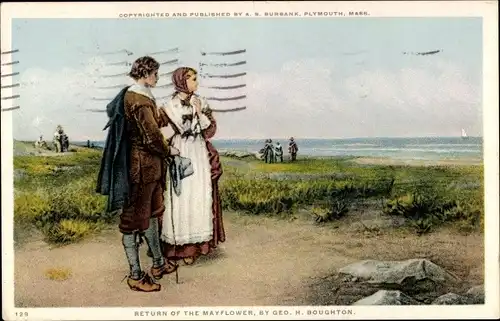 Künstler Ak, Boughton, George H., Return of the Mayflower