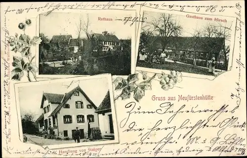 Ak Neufürstenhütte Großerlach in Württemberg, Gasthaus zum Hirsch, Rathaus, Geschäft