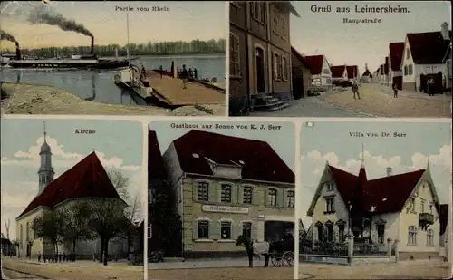 Ak Leimersheim in der Pfalz, Hauptstraße, Ville von Dr. Serr, Gasthaus zur Sonne, Kirche